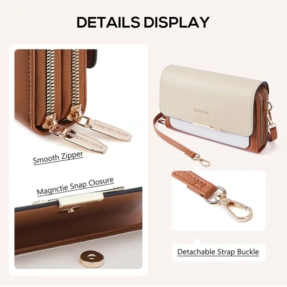 Cream and Tan Crossbody Bag - Picture 5 of 9